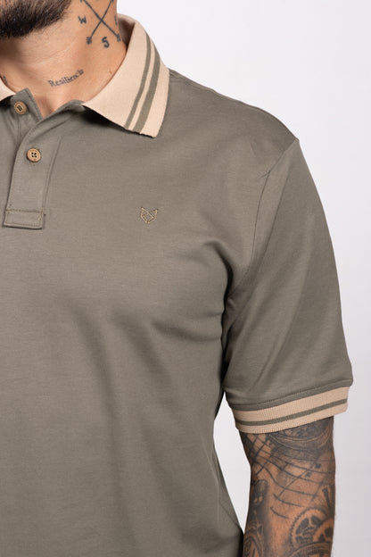 Polo Classic Fit Para Hombre Verde Militar 31308