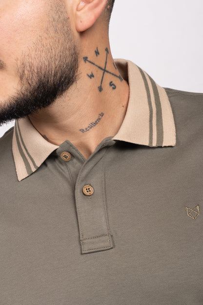 Polo Classic Fit Para Hombre Verde Militar 31308